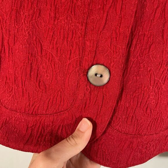 Chico's Jacket Women's 0 Small Red Floral 3 Button Front Long Sleeve - Picture 4 of 7